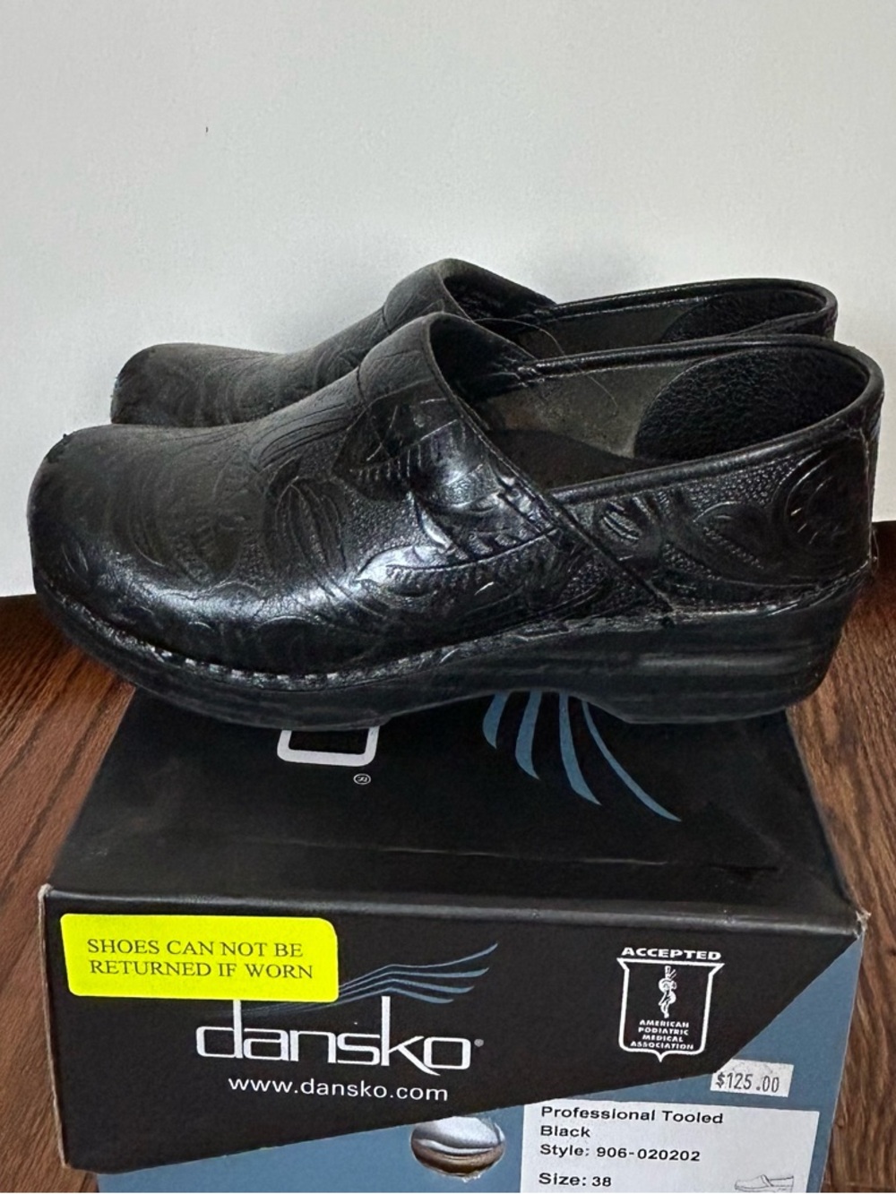 Dansko black Professional Tooled Leather Clogs